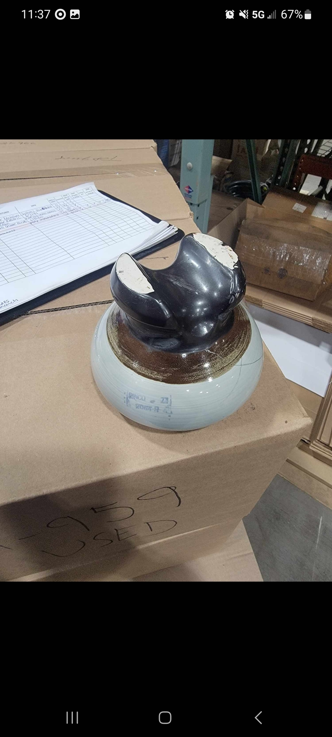 INSULATOR, PIN PORC 6INx4-3/8IN LT GRA