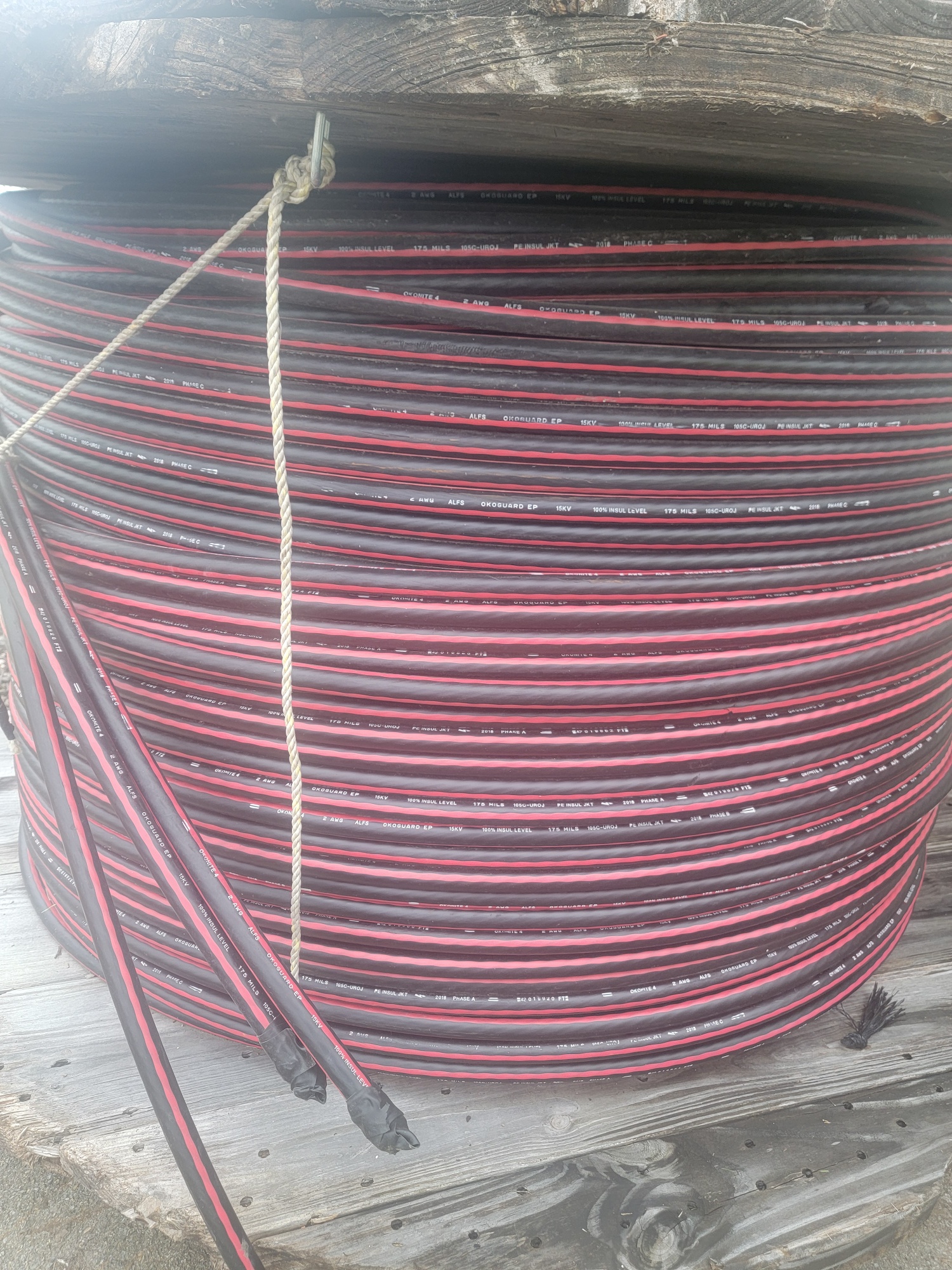 CABLE, 15KV NO.2AWG AL 3-1/C 175MIL