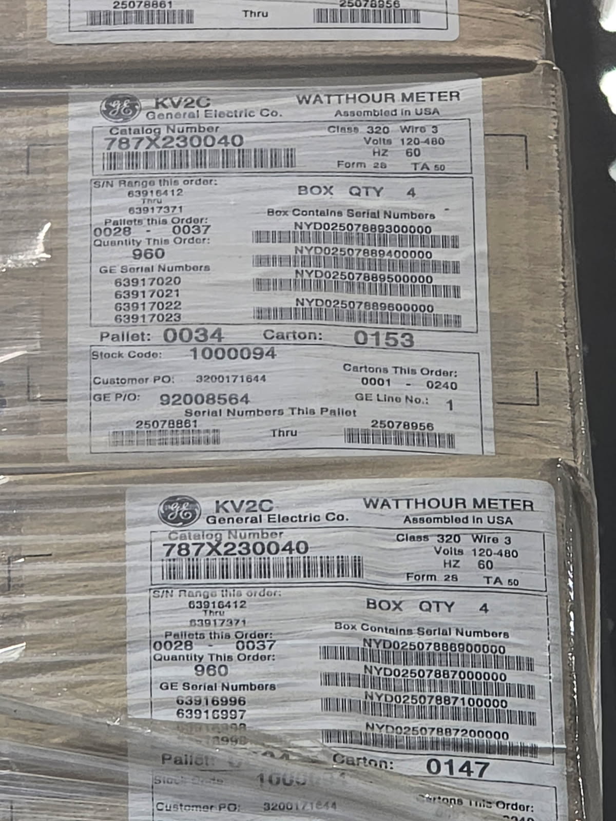 WATTHOUR METER KV2C CLASS 320 WIRE 3 VOL